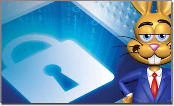 Jackrabbit Technologies bunny mascot with a locked security icon