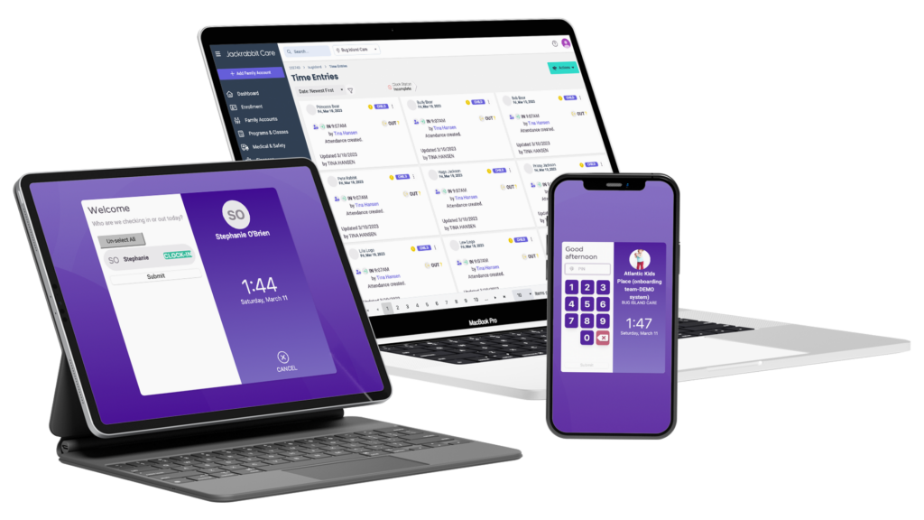 Jackrabbit Care time entries screenshot