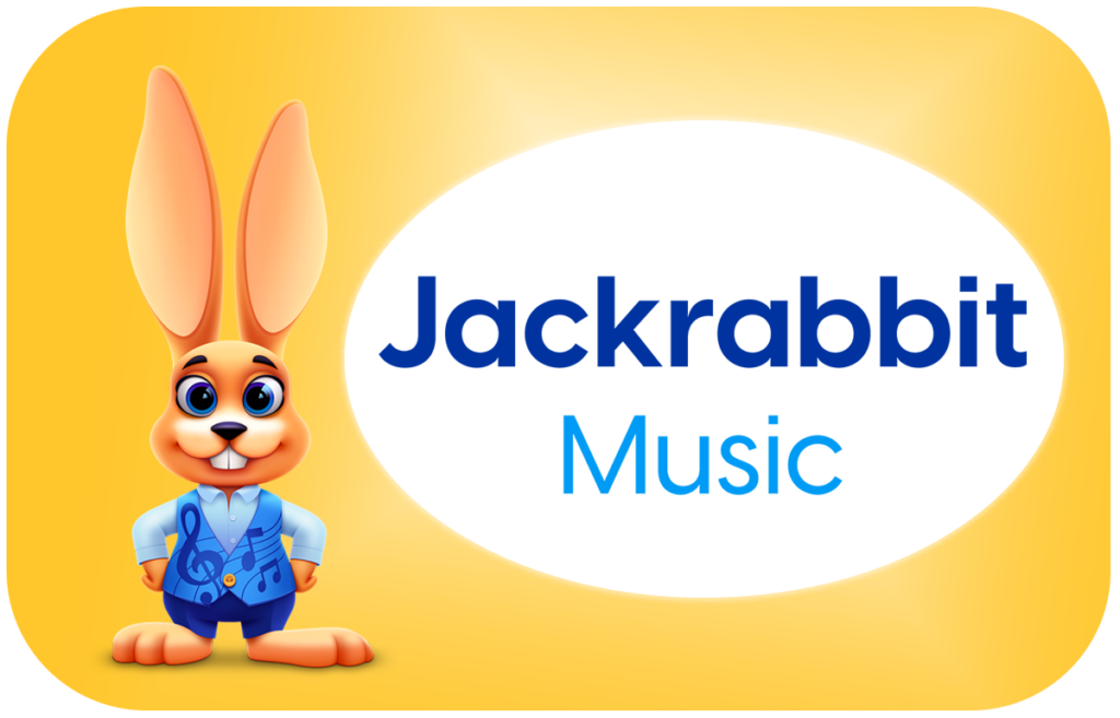 Jackrabbit Music with bunny yellow background tile