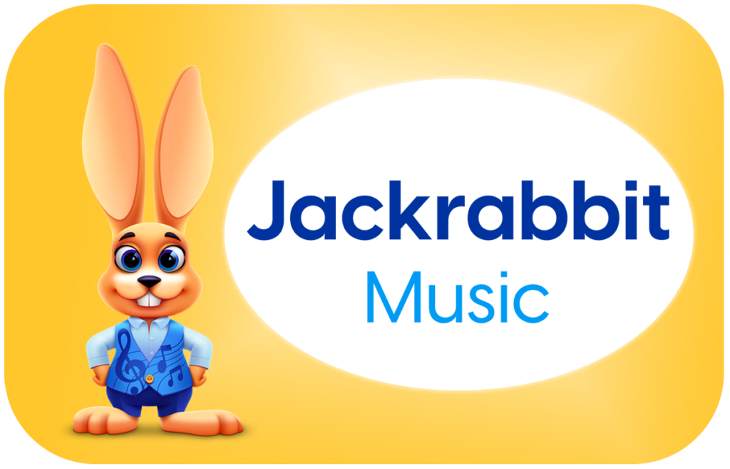 Jackrabbit Music with bunny yellow background tile