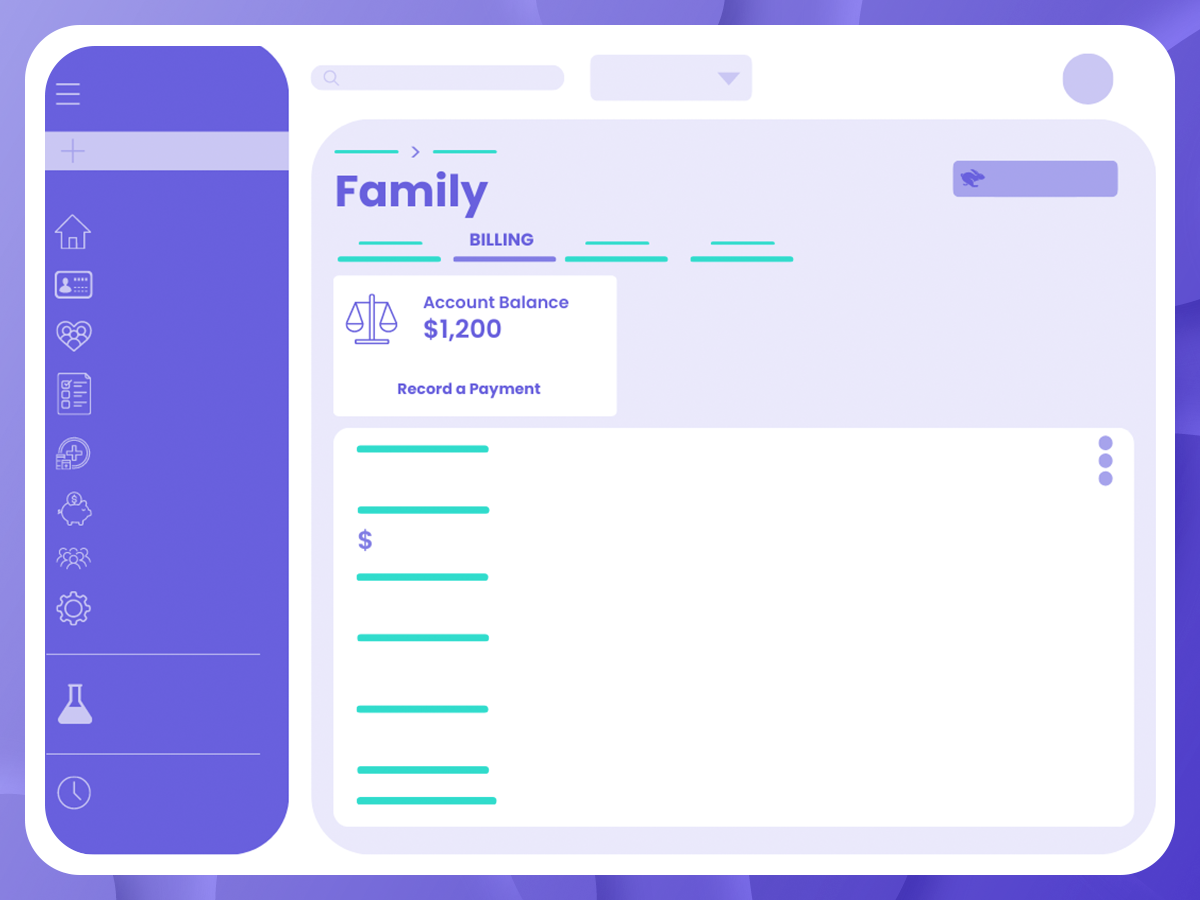 family dashboard low fidelity graphic