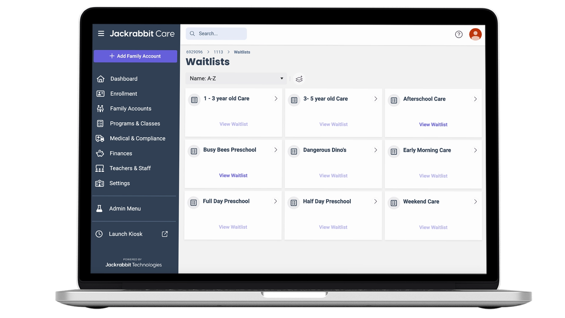 Jackrabbit Care waitlist detailed screenshot