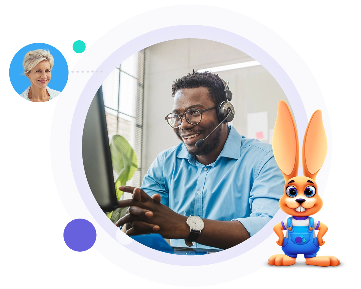 man with headset providing Jackrabbit Care support